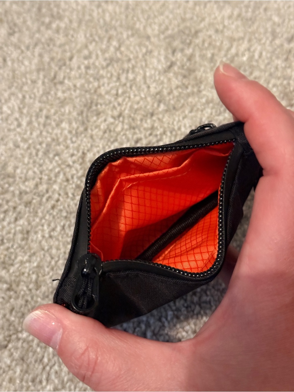 ALPAKA Zip Pouch Wallet Black EDC Card Holder Coin Pocket Orange Lining - Picture 3 of 3